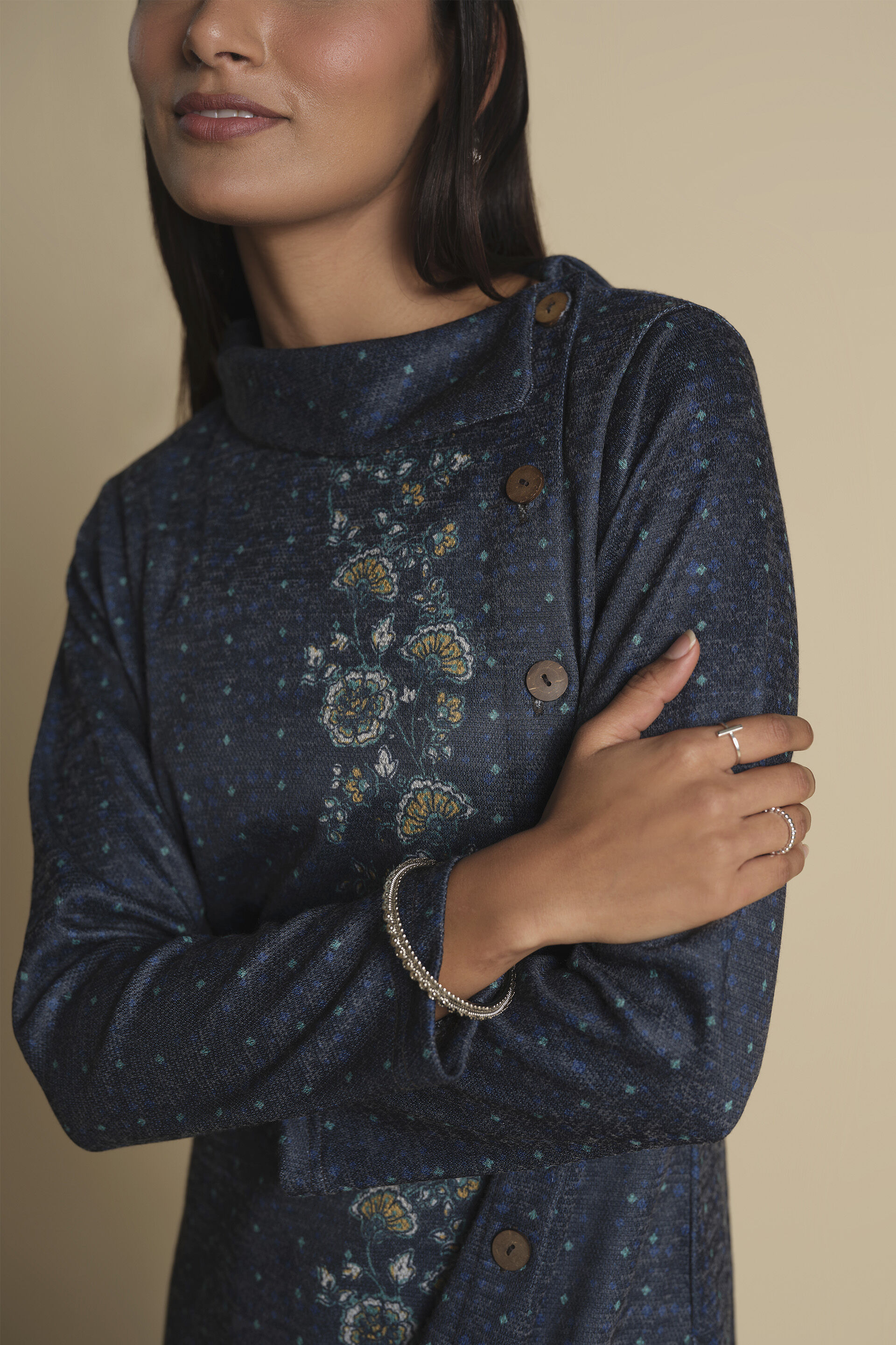Phool Bahar Tunic, Indigo, image 2
